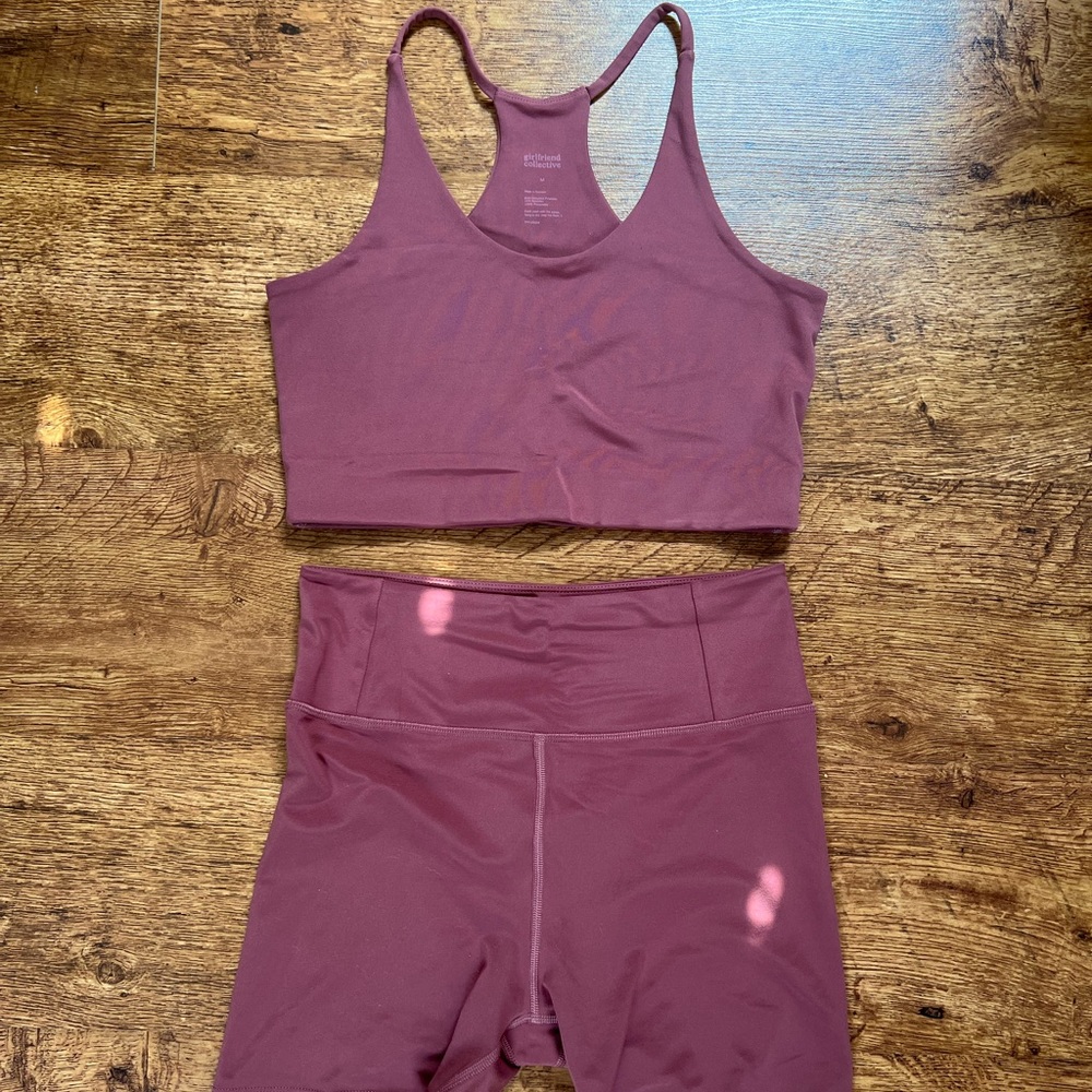 Girlfriend collective FLOAT run shorts and Cleo sports bra in fig ✨moving sale✨